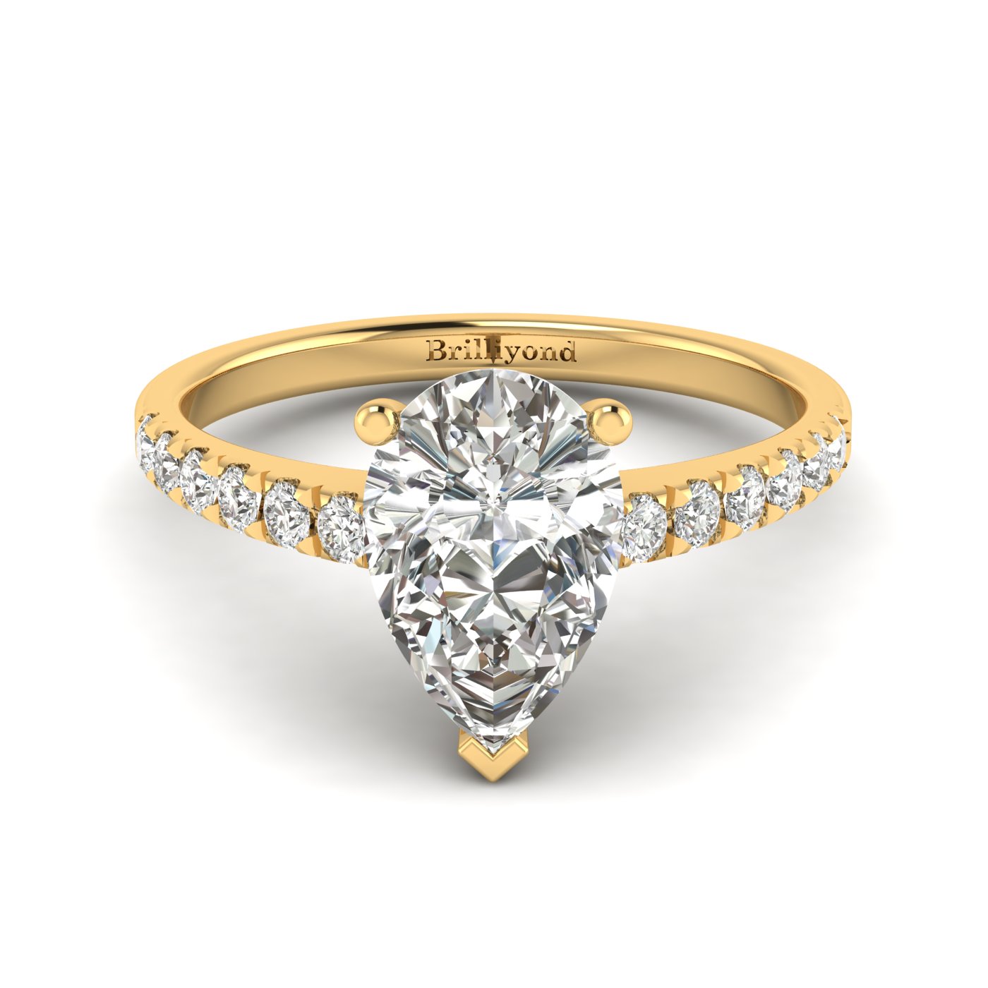 White Sapphire Yellow Gold Solitaire Engagement Ring Hera