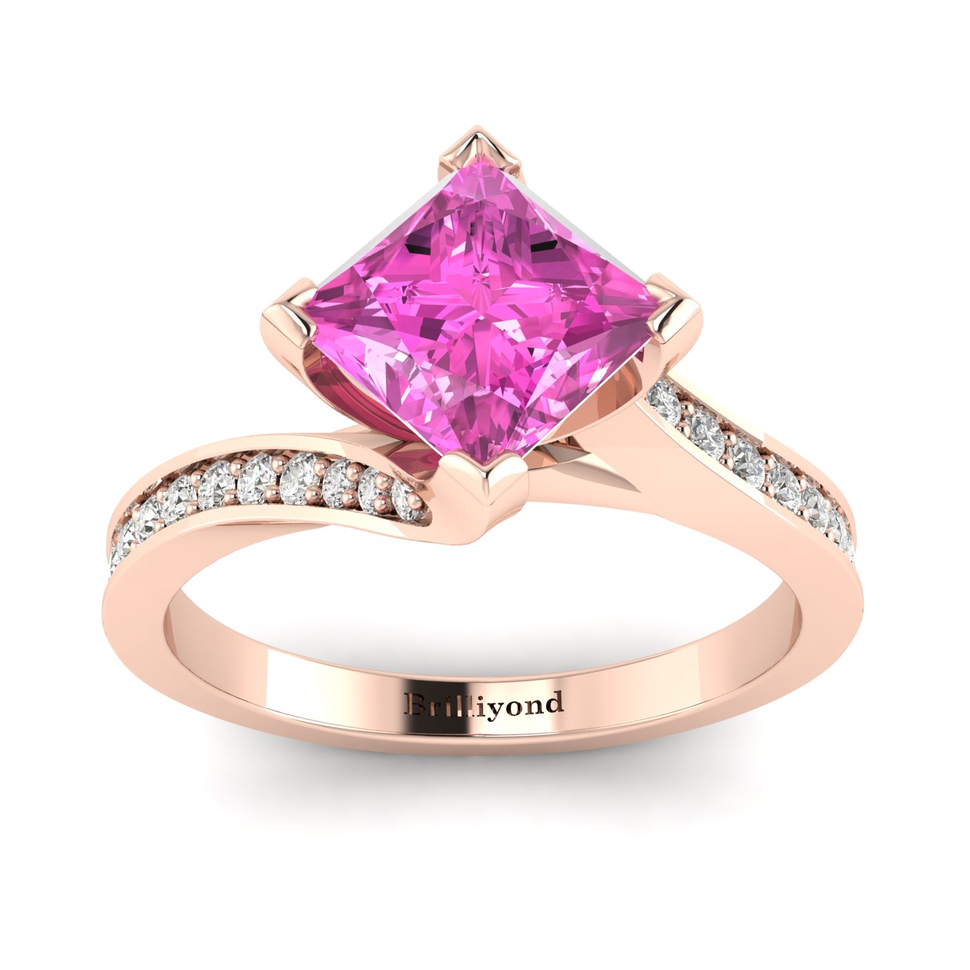 Pink Sapphire Rose Gold Cushion Cut Engagement Ring Luxy