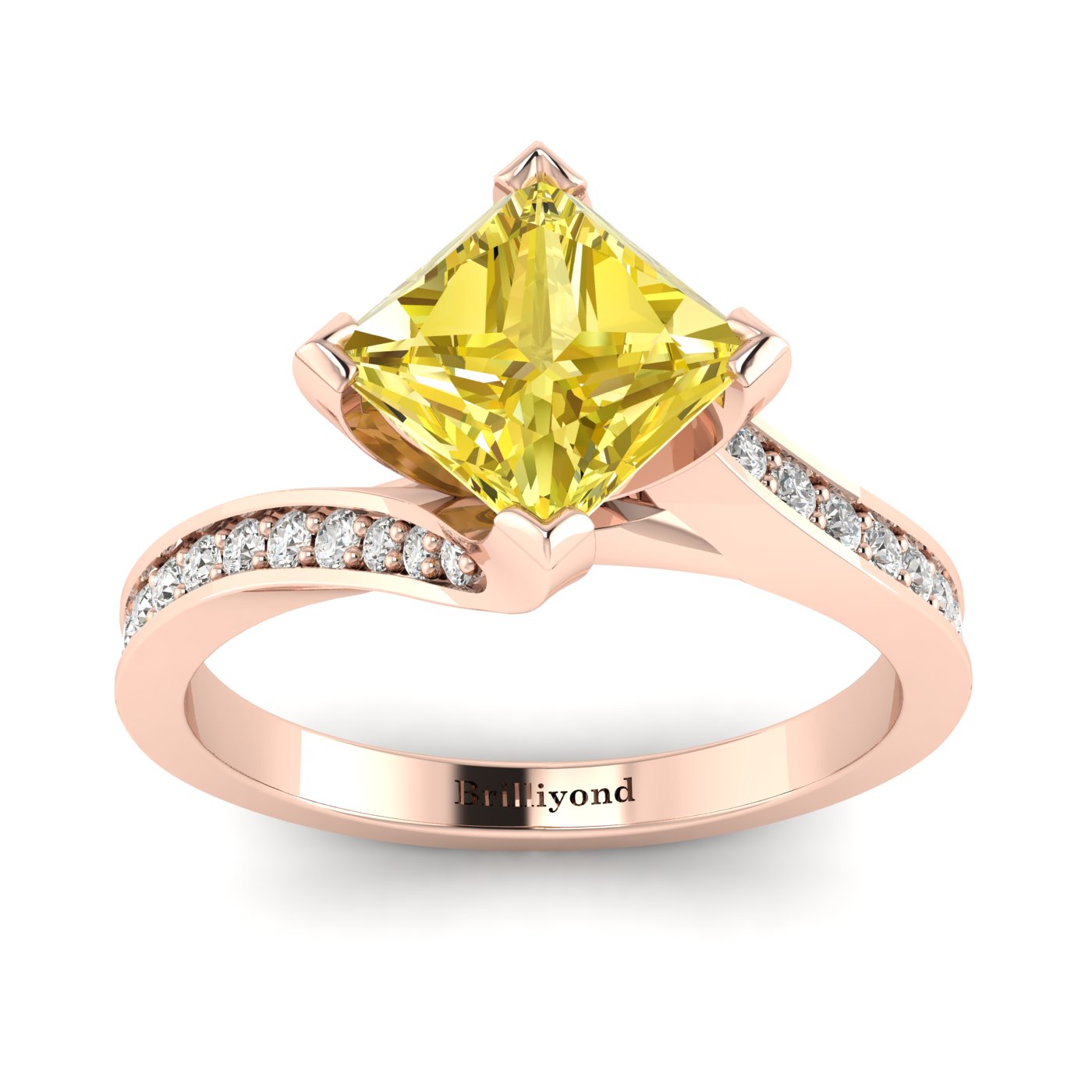 Yellow Sapphire Rose Gold Cushion Cut Engagement Ring Luxy