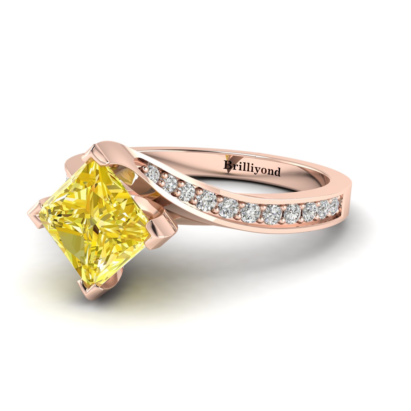 Yellow Sapphire Rose Gold Cushion Cut Engagement Ring Luxy
