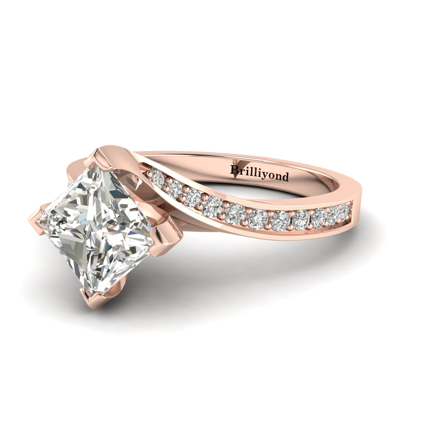Diamond Rose Gold Cushion Cut Engagement Ring Luxy
