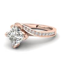 Diamond Rose Gold Cushion Cut Engagement Ring Luxy