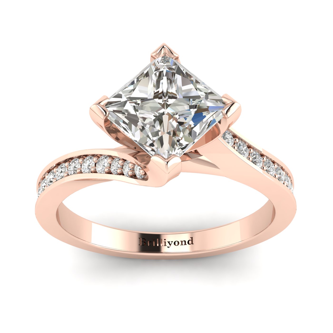 Diamond Rose Gold Cushion Cut Engagement Ring Luxy