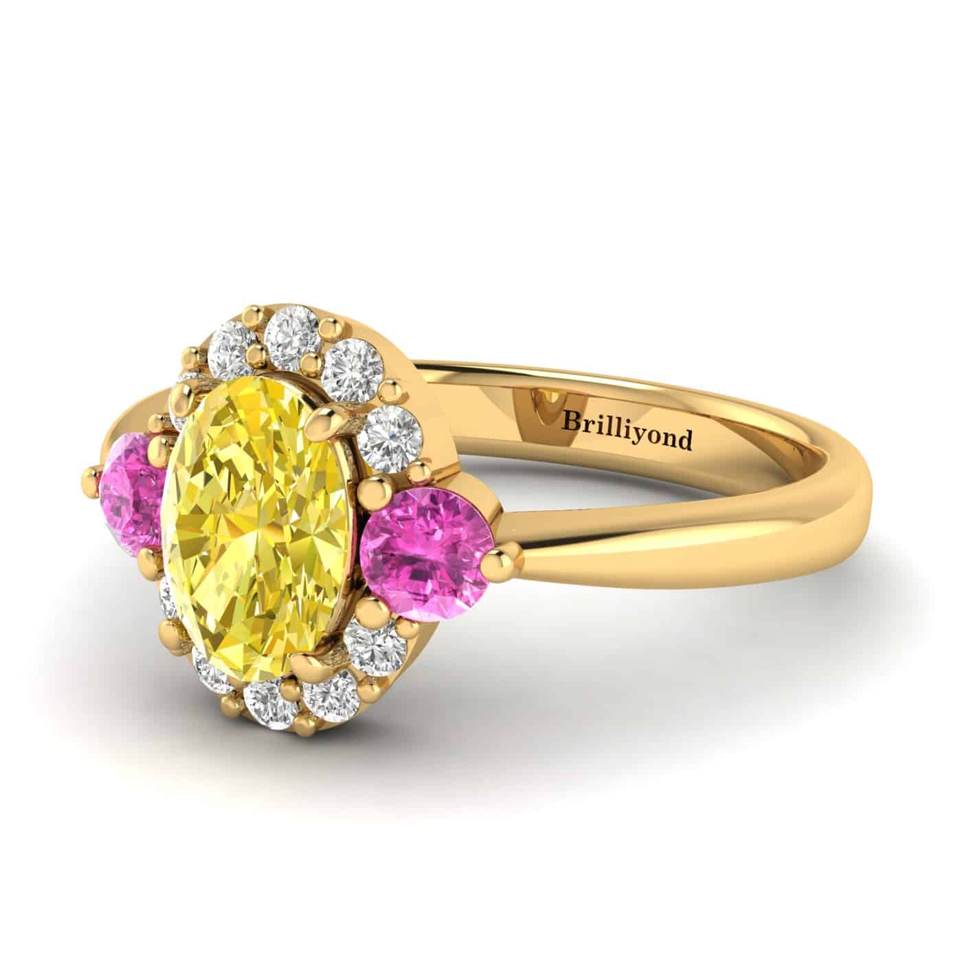 Yellow Sapphire Yellow Gold Colour Accented Engagement Ring Birdberry
