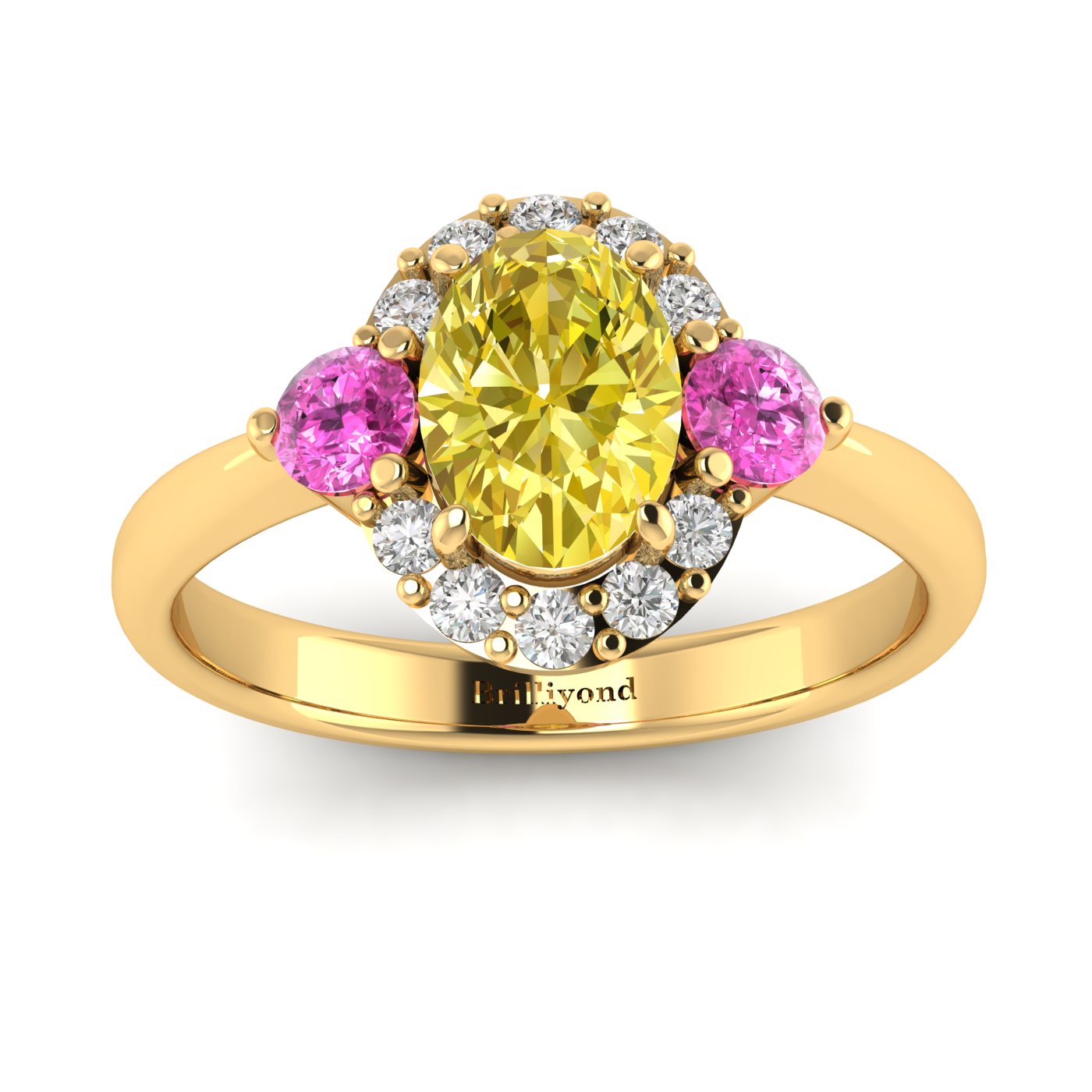 Yellow Sapphire Yellow Gold Colour Accented Engagement Ring Birdberry