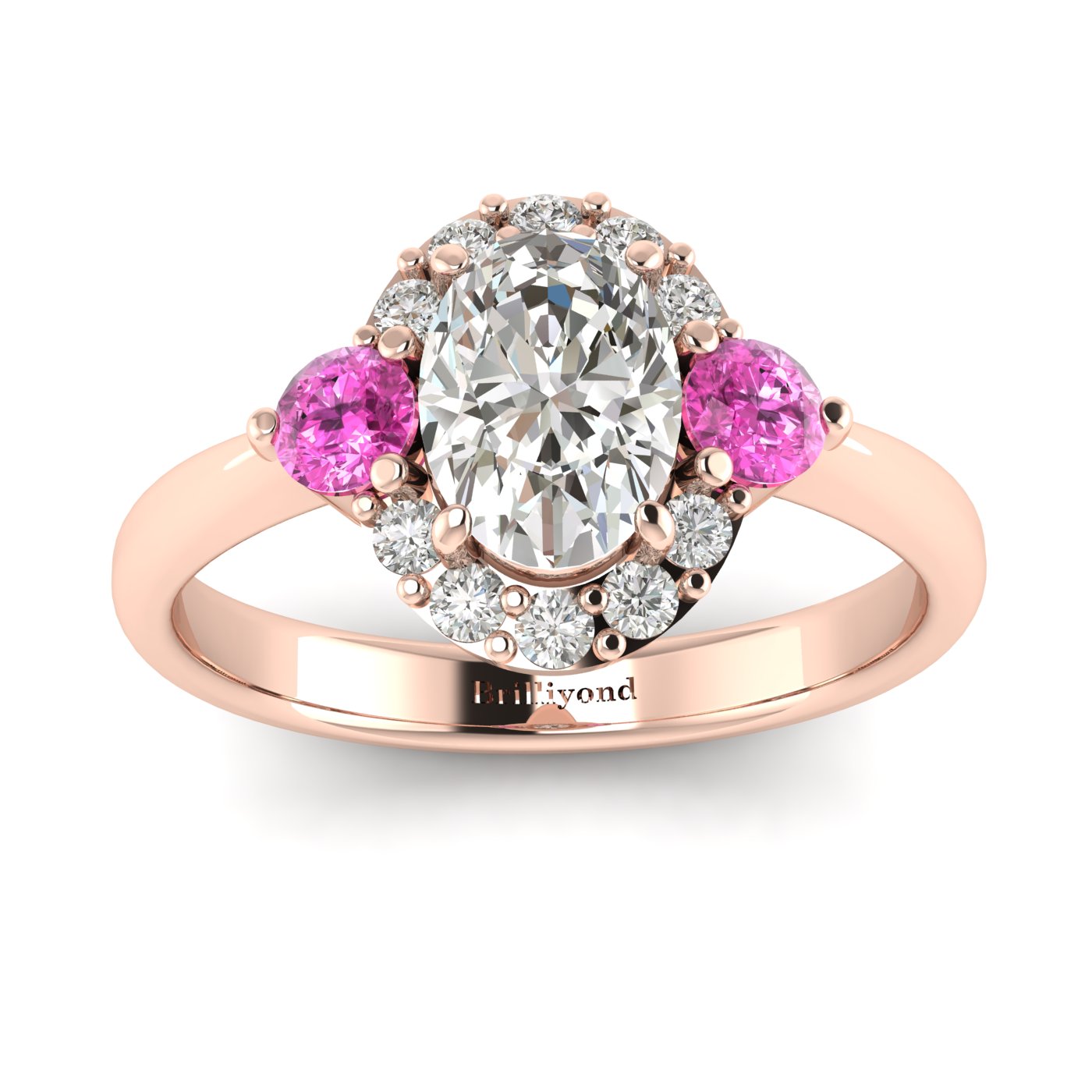 White Sapphire Rose Gold Colour Accented Engagement Ring Birdberry
