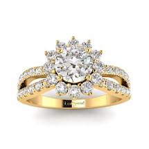 Diamond Yellow Gold Halo Engagement Ring Nefertari