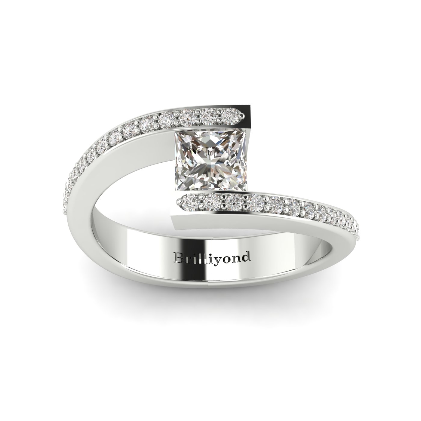 Diamond White Gold Princess Cut Engagement Ring Sheba