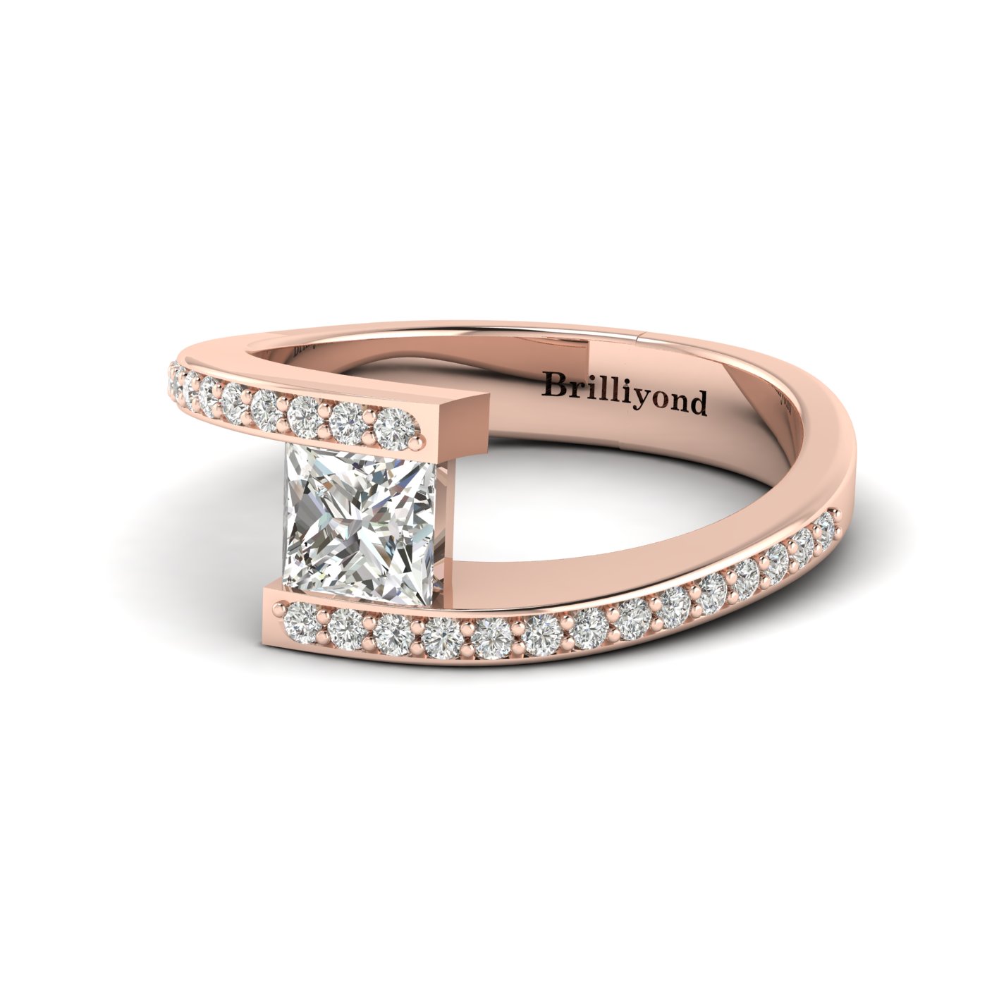Diamond Rose Gold Princess Cut Engagement Ring Sheba