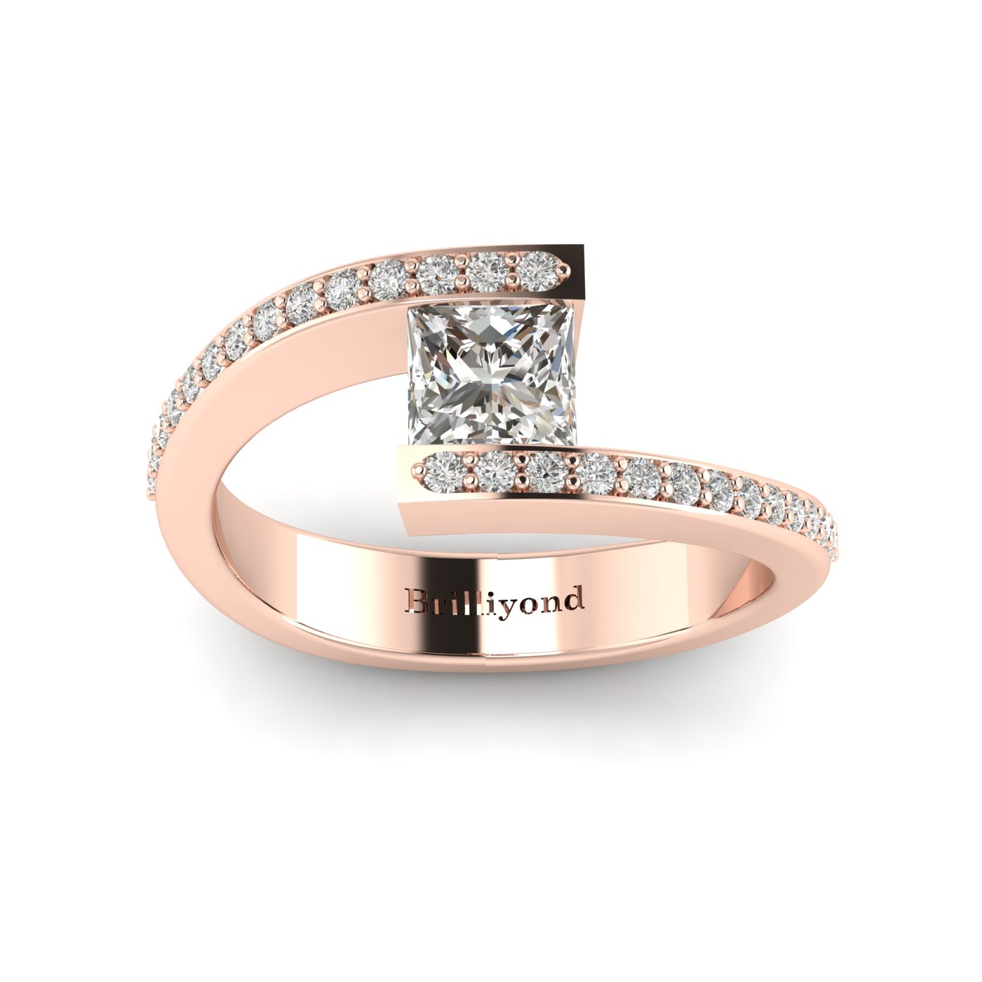 Diamond Rose Gold Princess Cut Engagement Ring Sheba