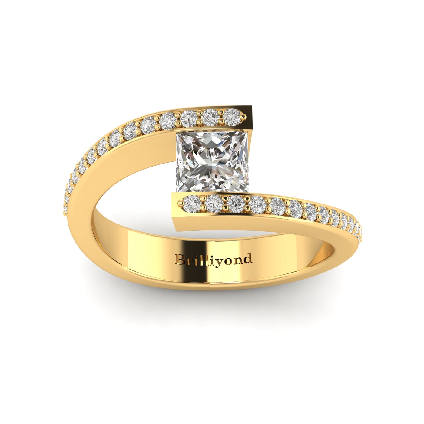 Diamond Yellow Gold Princess Cut Engagement Ring Sheba