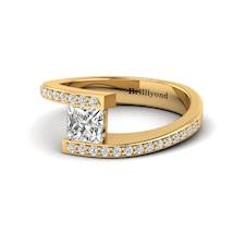 Diamond Yellow Gold Princess Cut Engagement Ring Sheba