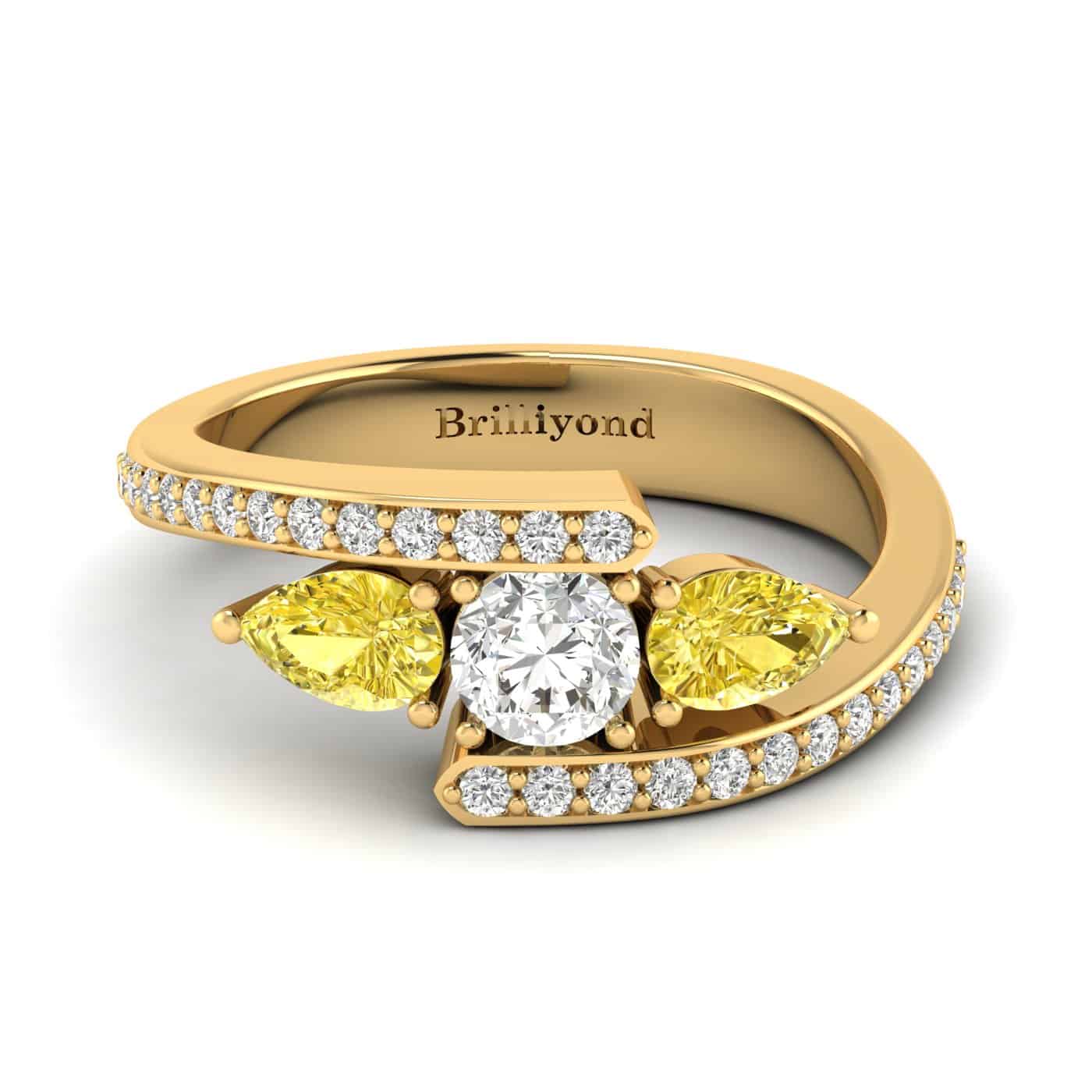 White Sapphire Yellow Sapphire Yellow Gold Colour Accented Engagement Ring Naiad
