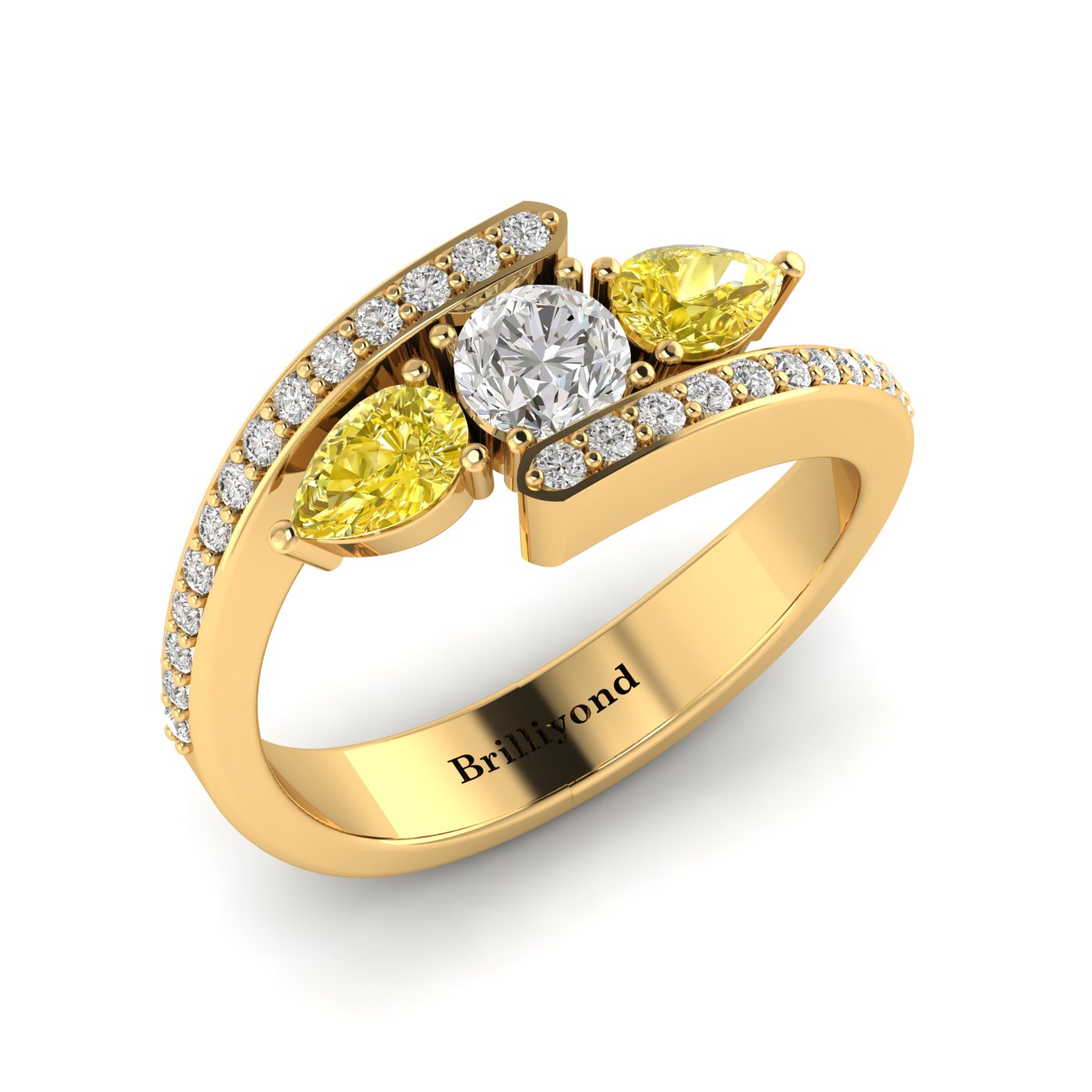 White Sapphire Yellow Sapphire Yellow Gold Colour Accented Engagement Ring Naiad