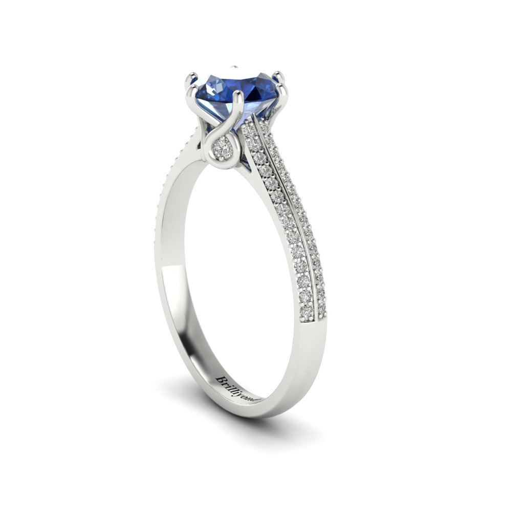 Blue Sapphire White Gold Round Engagement Ring Theia_image4