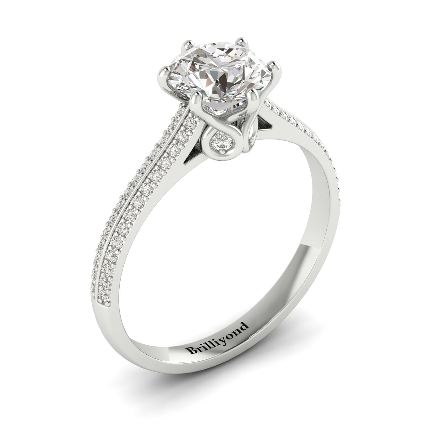 Diamond White Gold Round Engagement Ring Theia