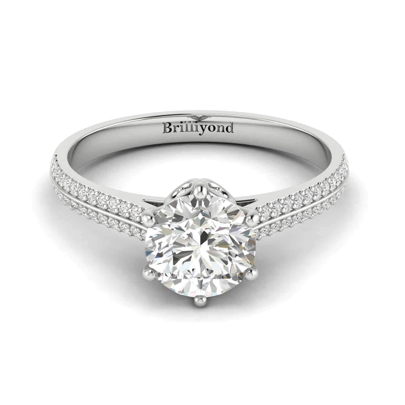 Diamond White Gold Round Engagement Ring Theia