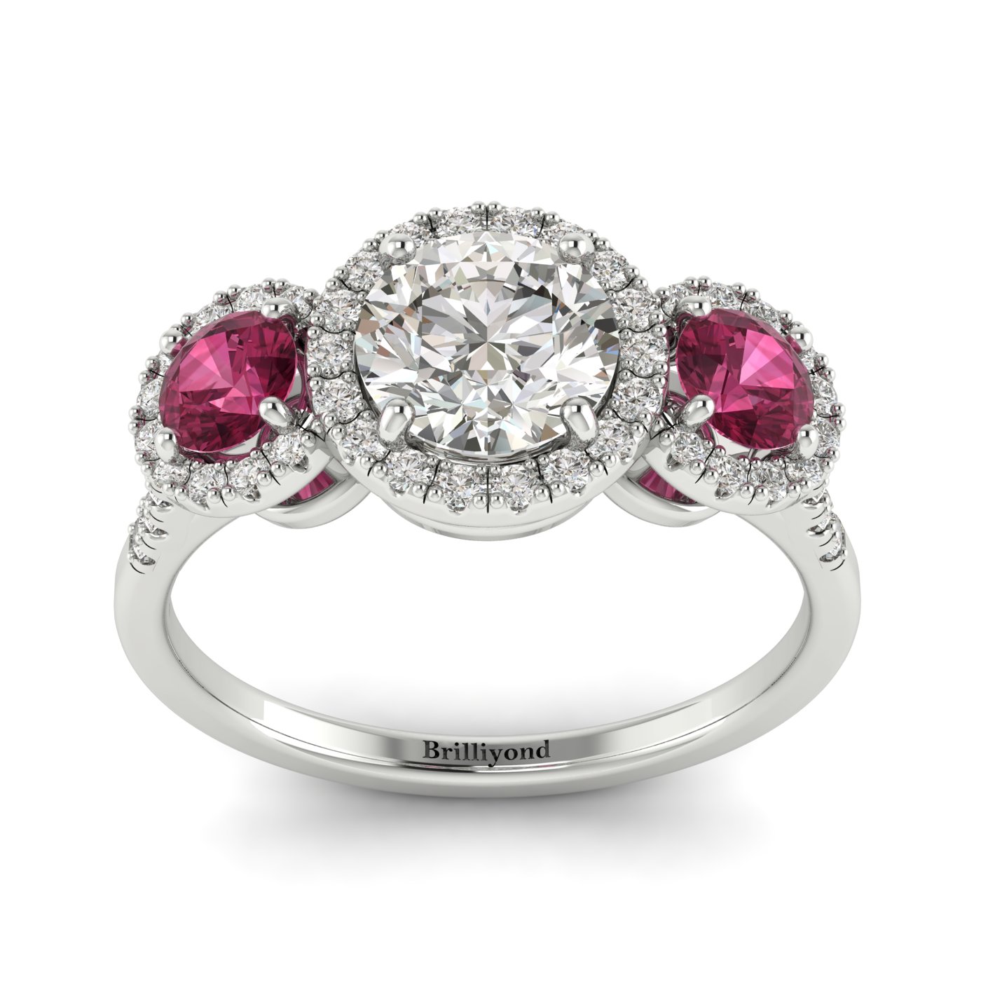 Diamond White Gold Three Stone Engagement Ring Springtime