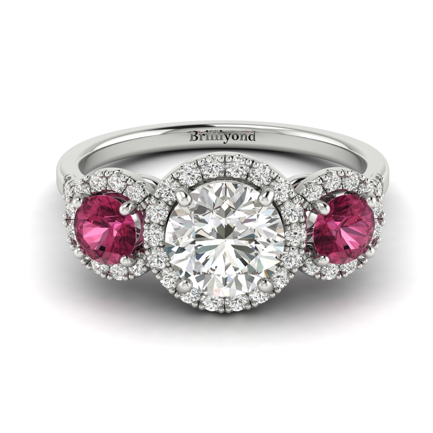 Diamond White Gold Three Stone Engagement Ring Springtime