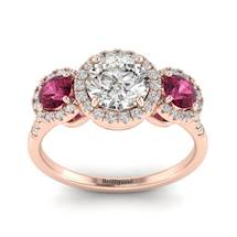 Diamond Rose Gold Three Stone Engagement Ring Springtime