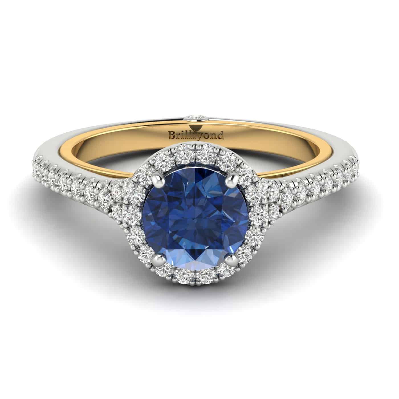 Two Tone Sapphire Engagement Ring Regal Blue Sapphire White Gold 