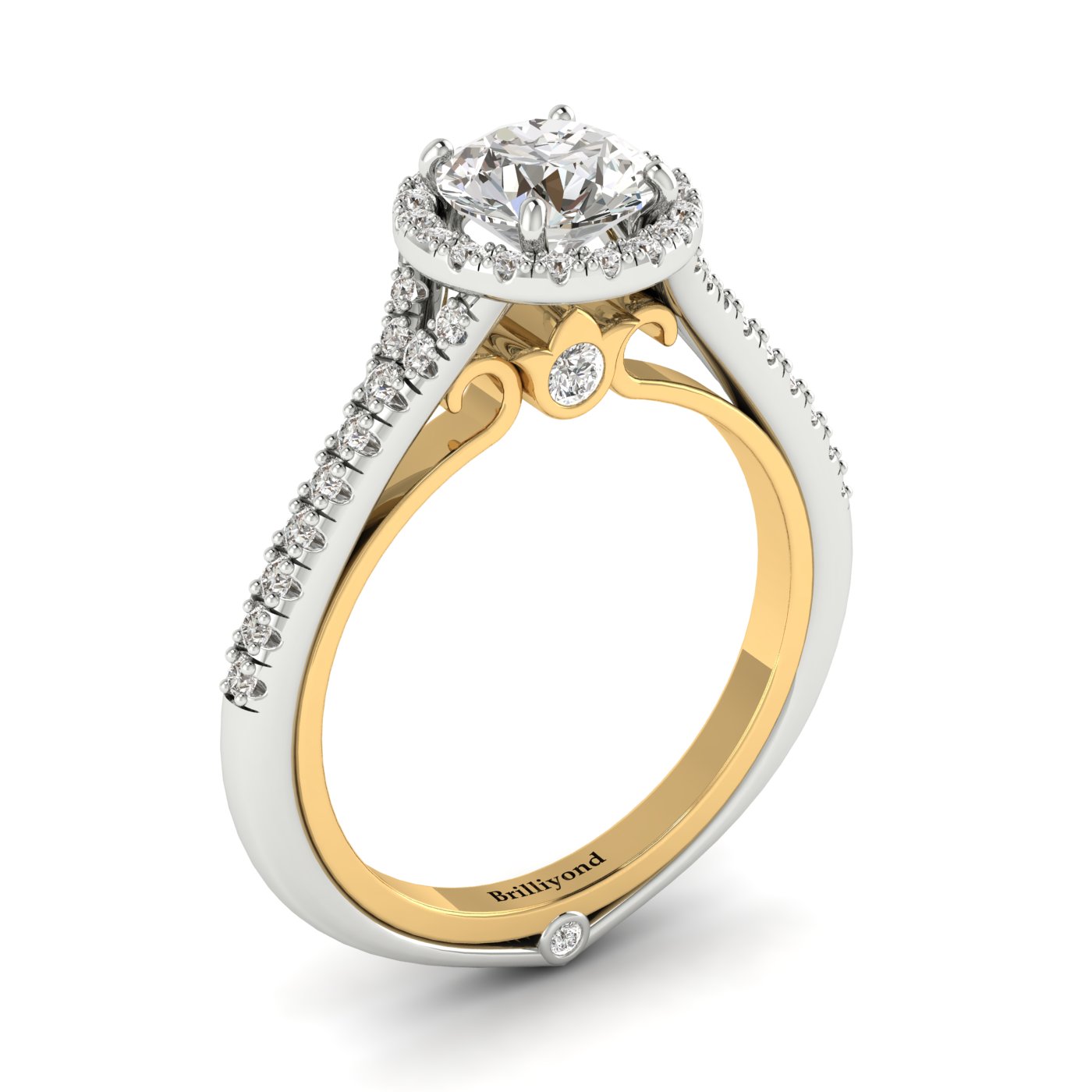 Diamond White Gold Two Tone Engagement Ring Regal