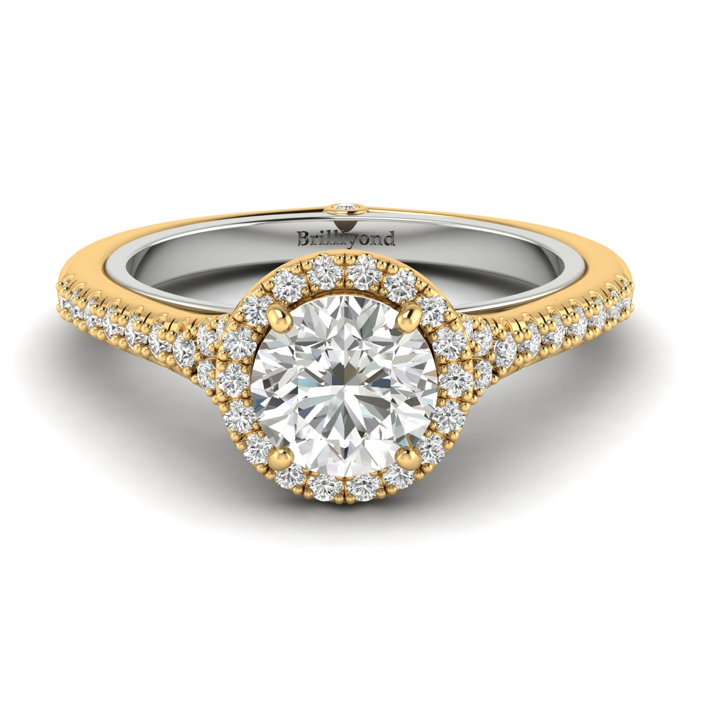 Diamond Yellow Gold Two Tone Engagement Ring Regal