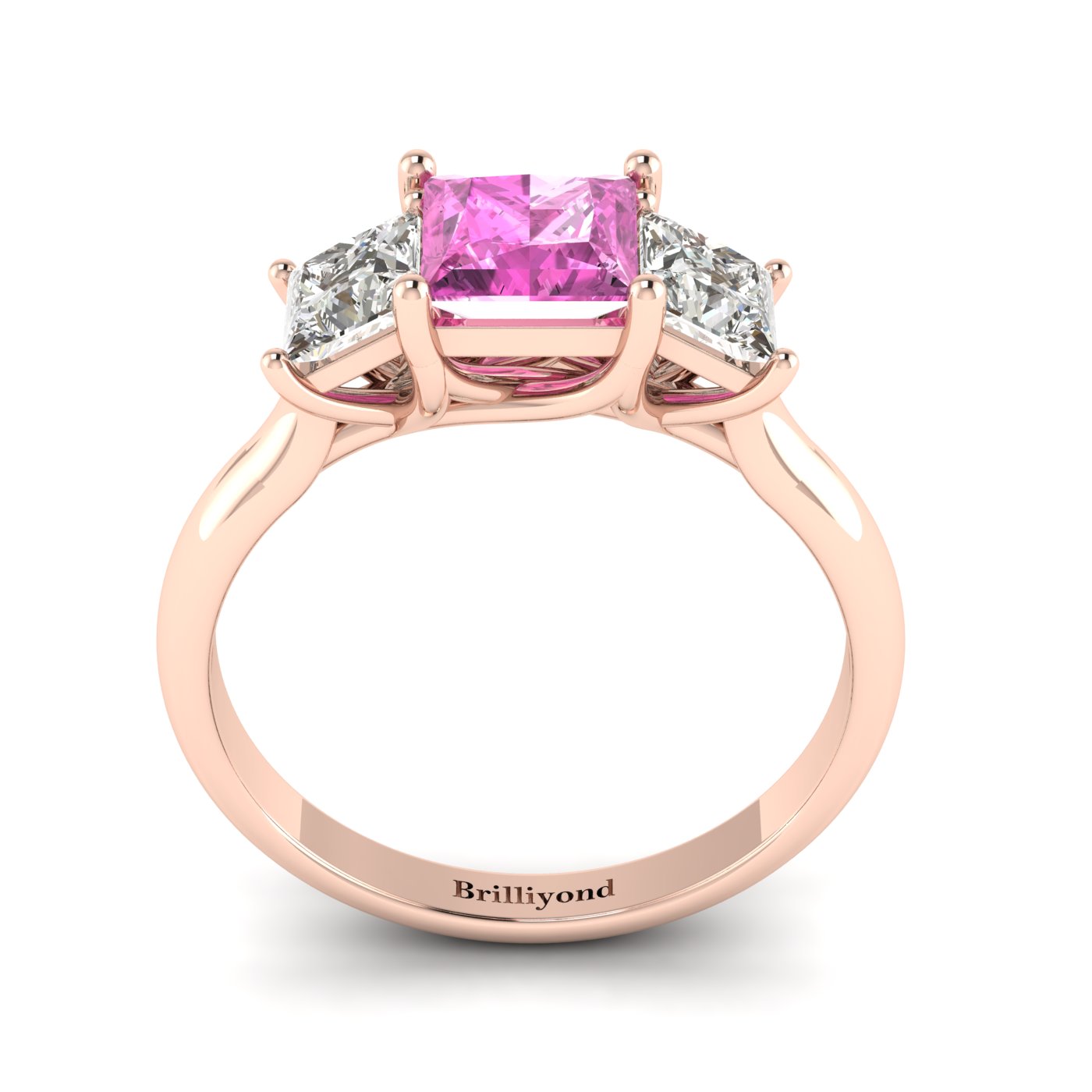 Pink Sapphire Rose Gold Princess Cut Engagement Ring Capri