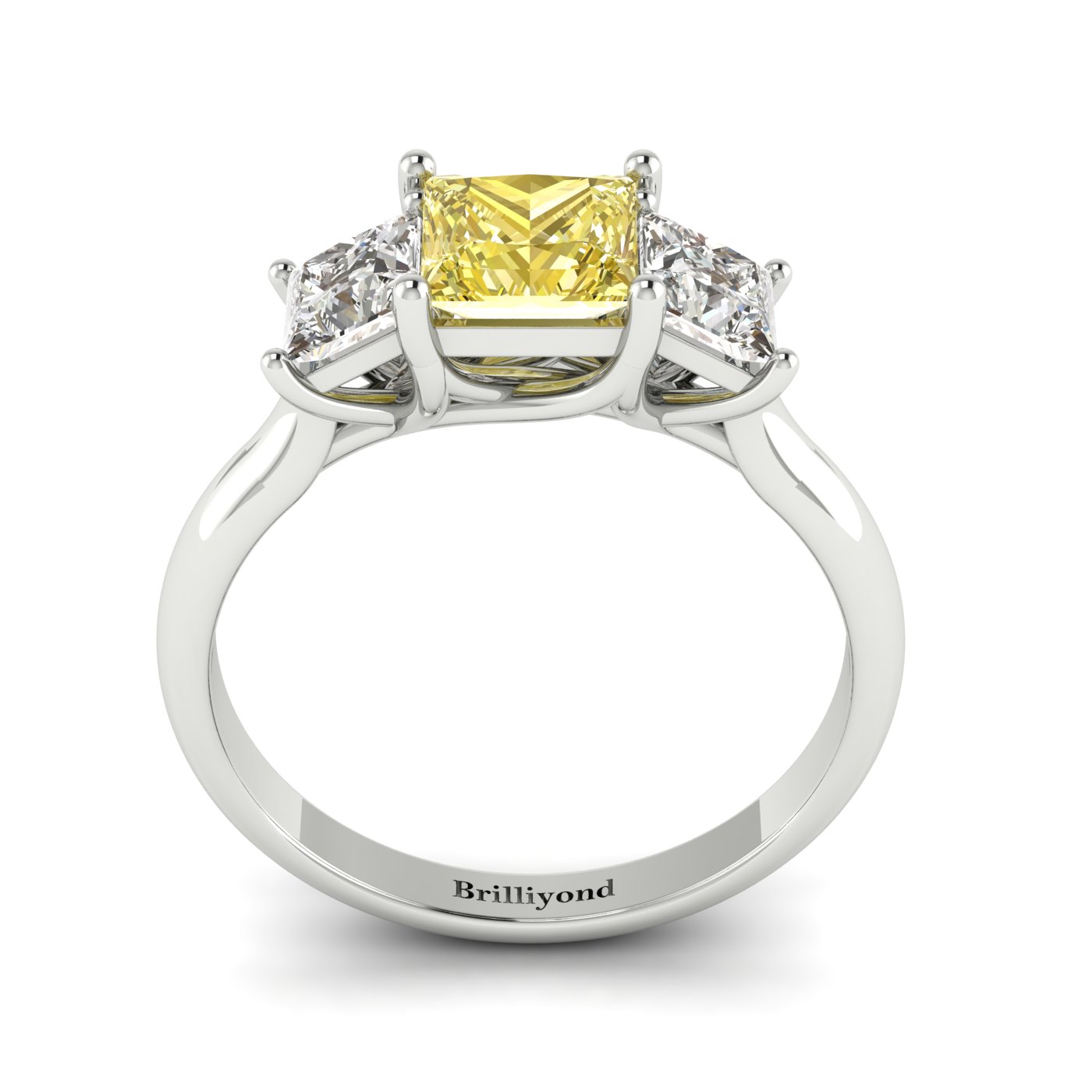 Yellow Sapphire White Gold Princess Cut Engagement Ring Capri