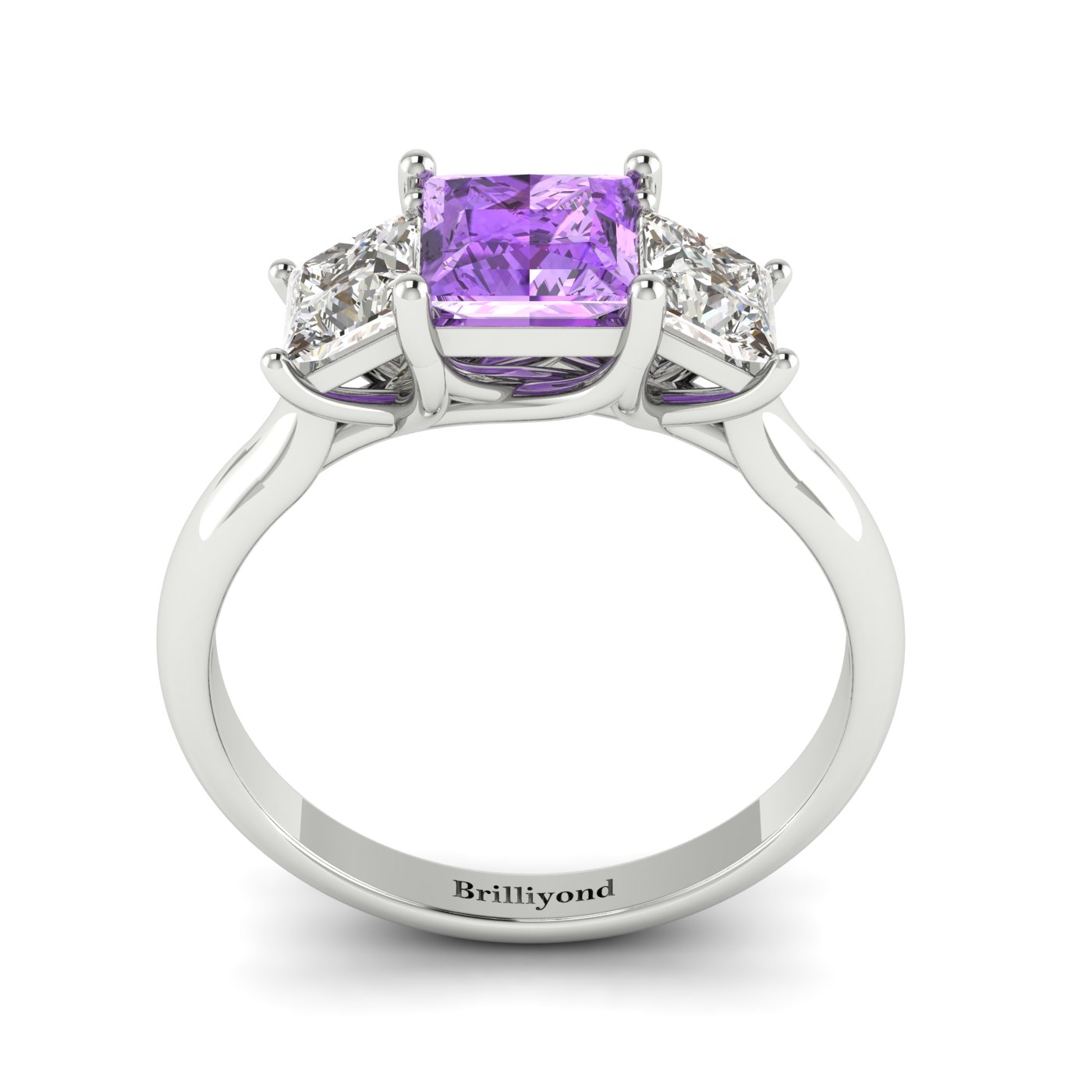Amethyst White Gold Princess Cut Engagement Ring Capri