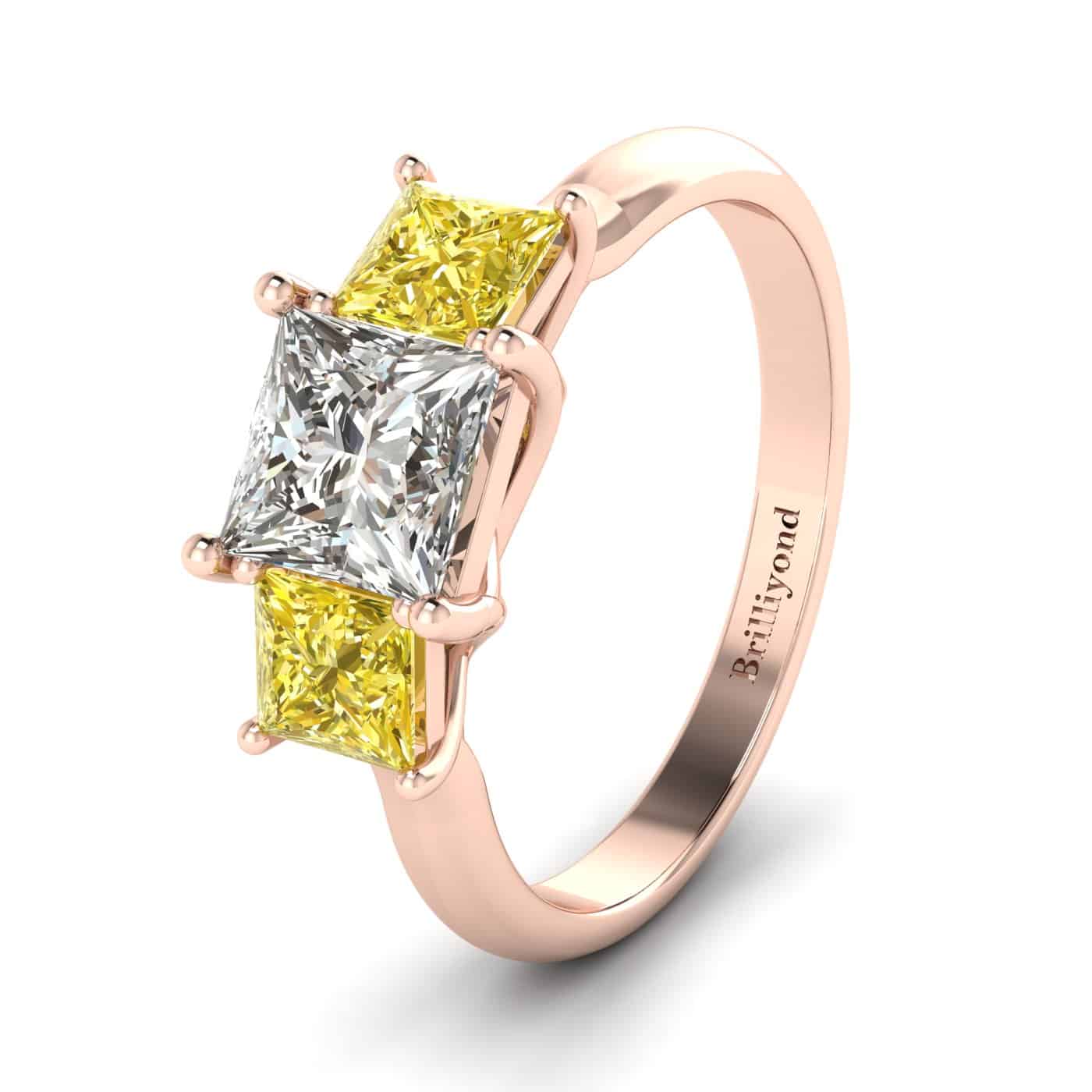 Diamond Rose Gold Princess Cut Engagement Ring Capri