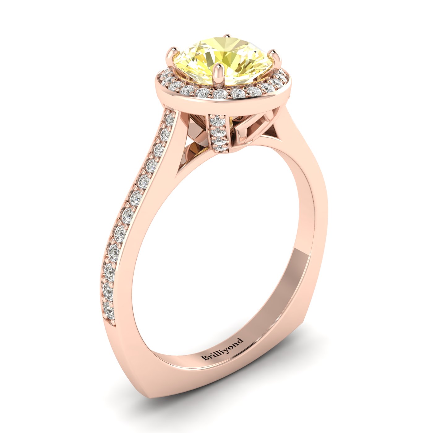 Yellow Sapphire Rose Gold Halo Engagement Ring Edelweiss
