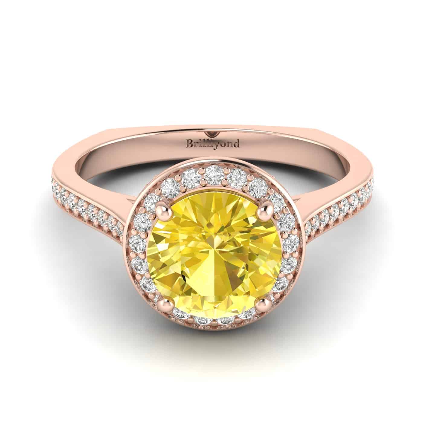 Yellow Sapphire Rose Gold Halo Engagement Ring Edelweiss