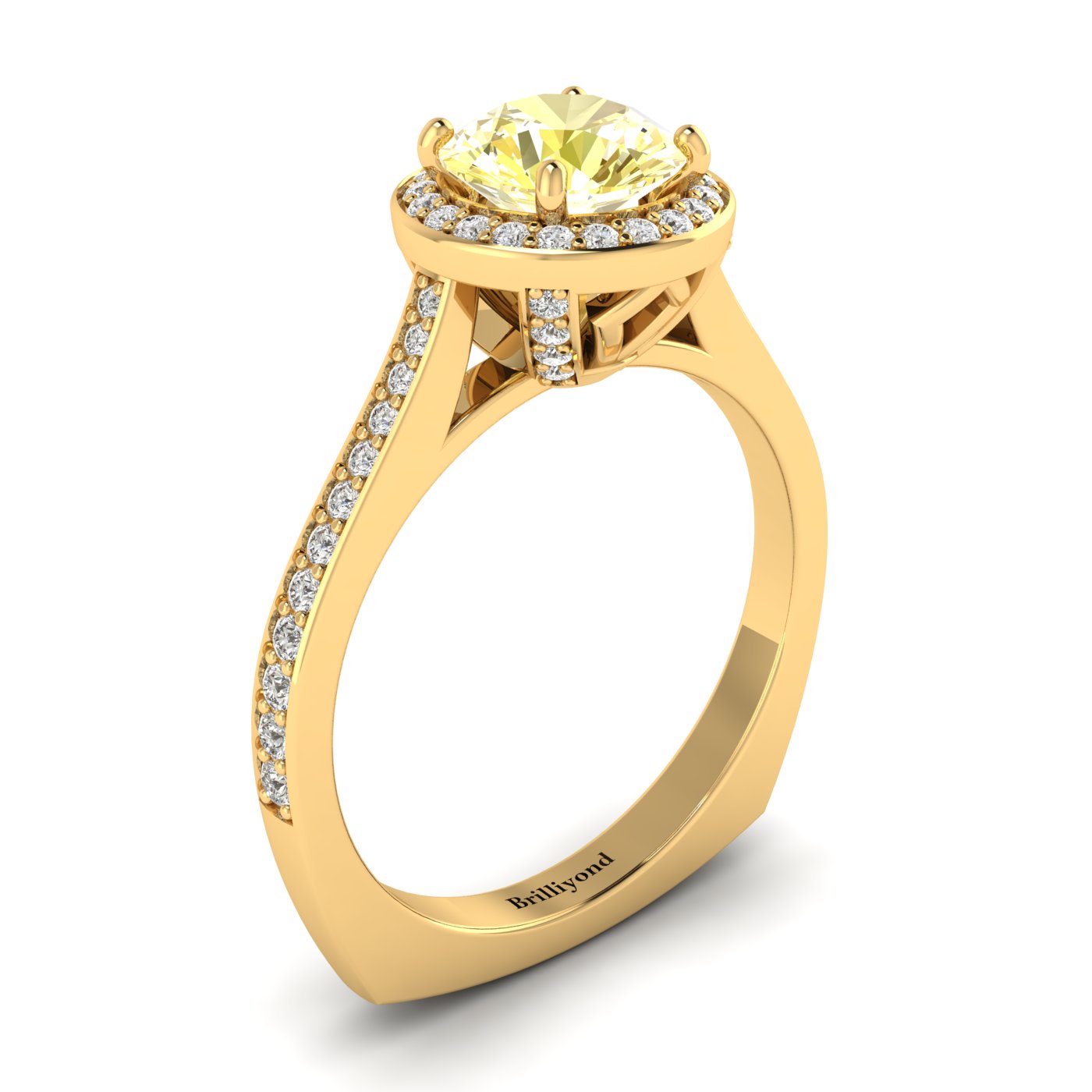 Yellow Sapphire Yellow Gold Halo Engagement Ring Edelweiss
