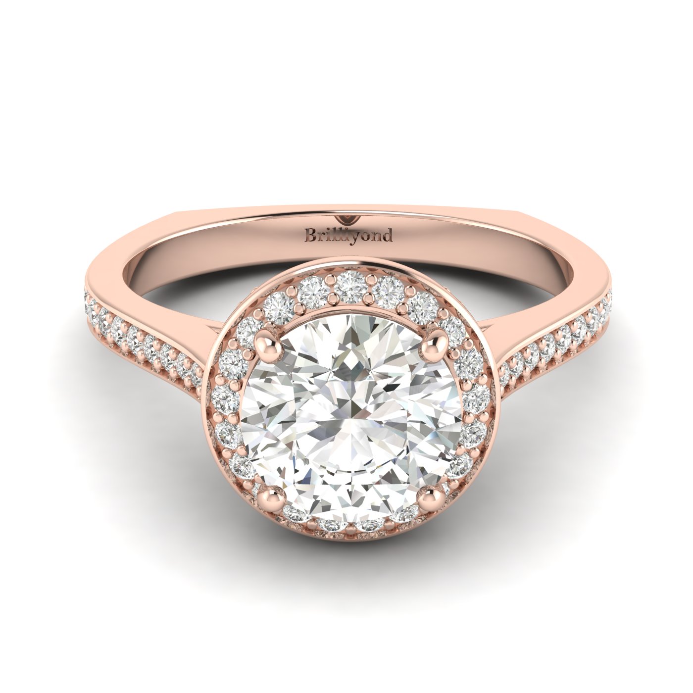 Diamond Rose Gold Halo Engagement Ring Edelweiss