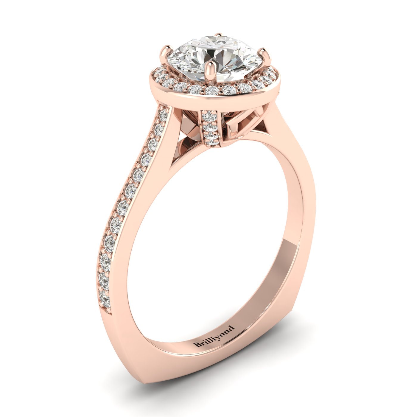 Diamond Rose Gold Halo Engagement Ring Edelweiss