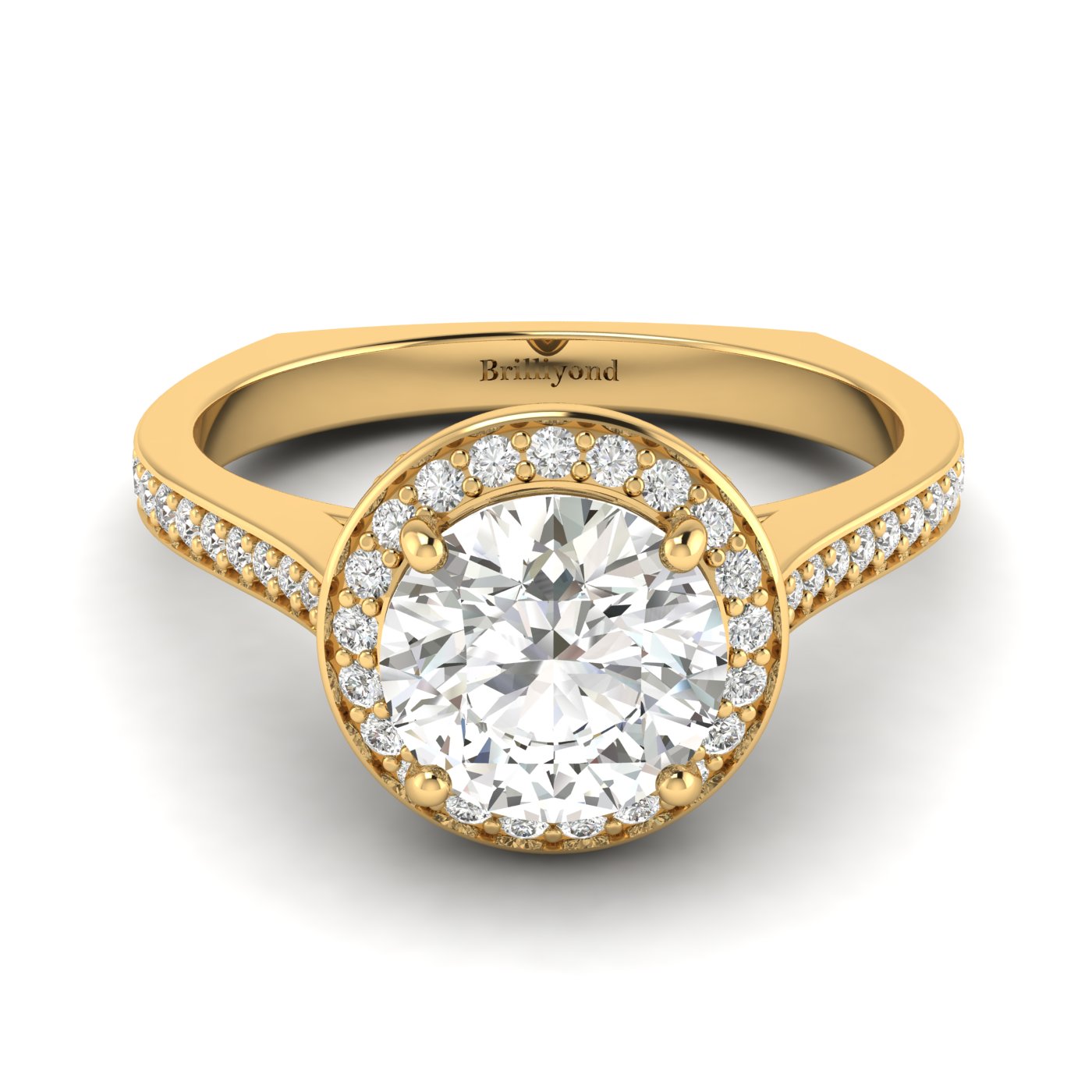 Diamond Yellow Gold Halo Engagement Ring Edelweiss