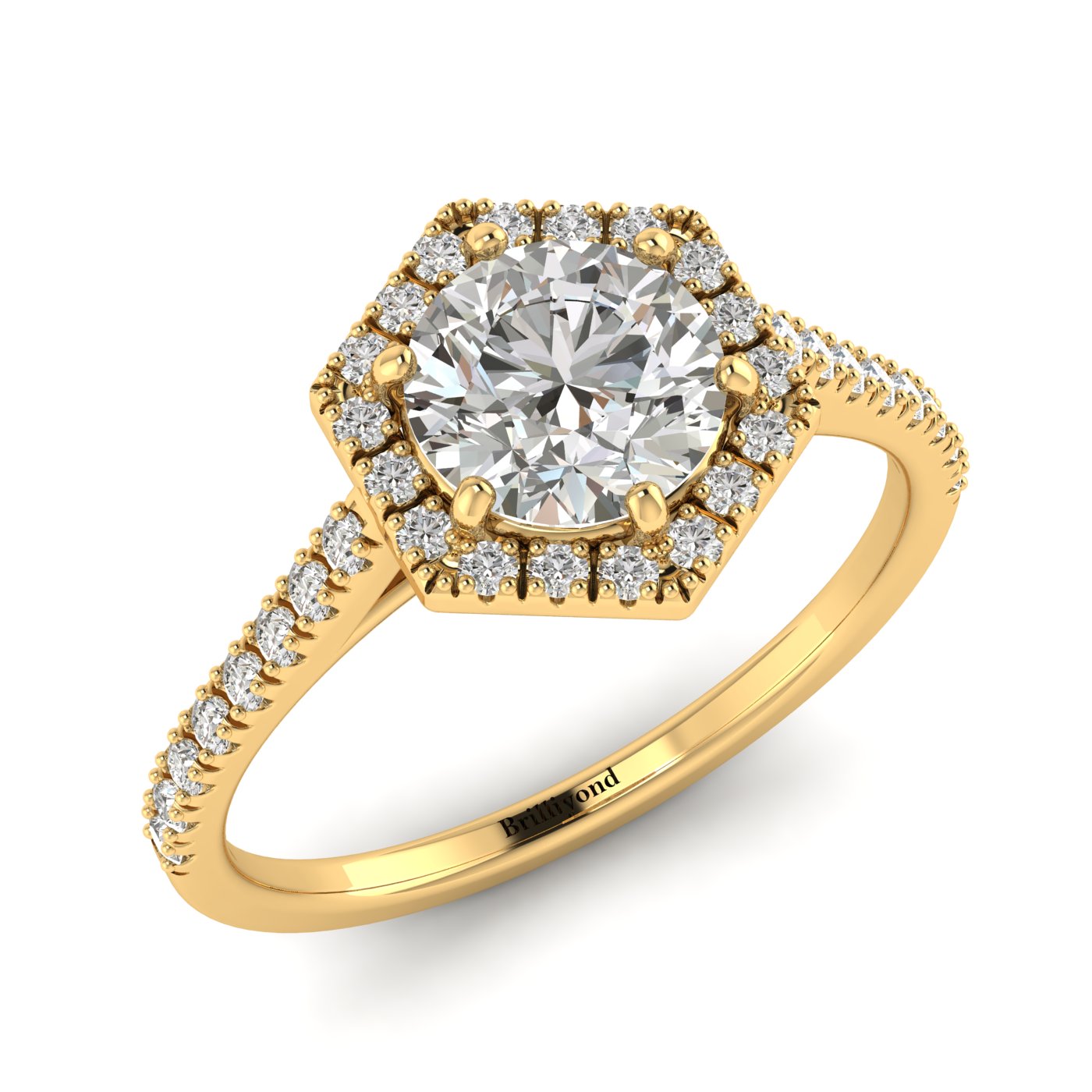 Diamond Yellow Gold Halo Engagement Ring Niagara