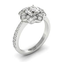 Diamond Platinum Floral Halo Engagement Ring Santorini
