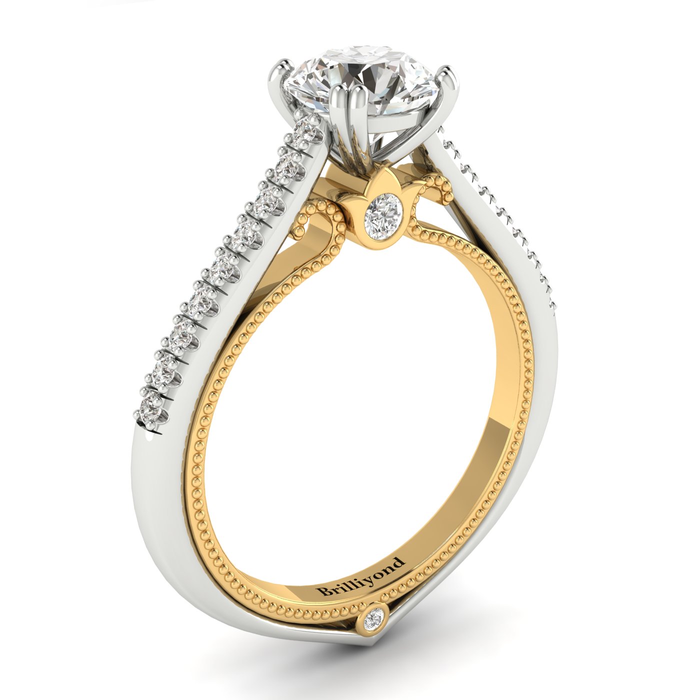 Diamond White Gold Two Tone Engagement Ring Alpine