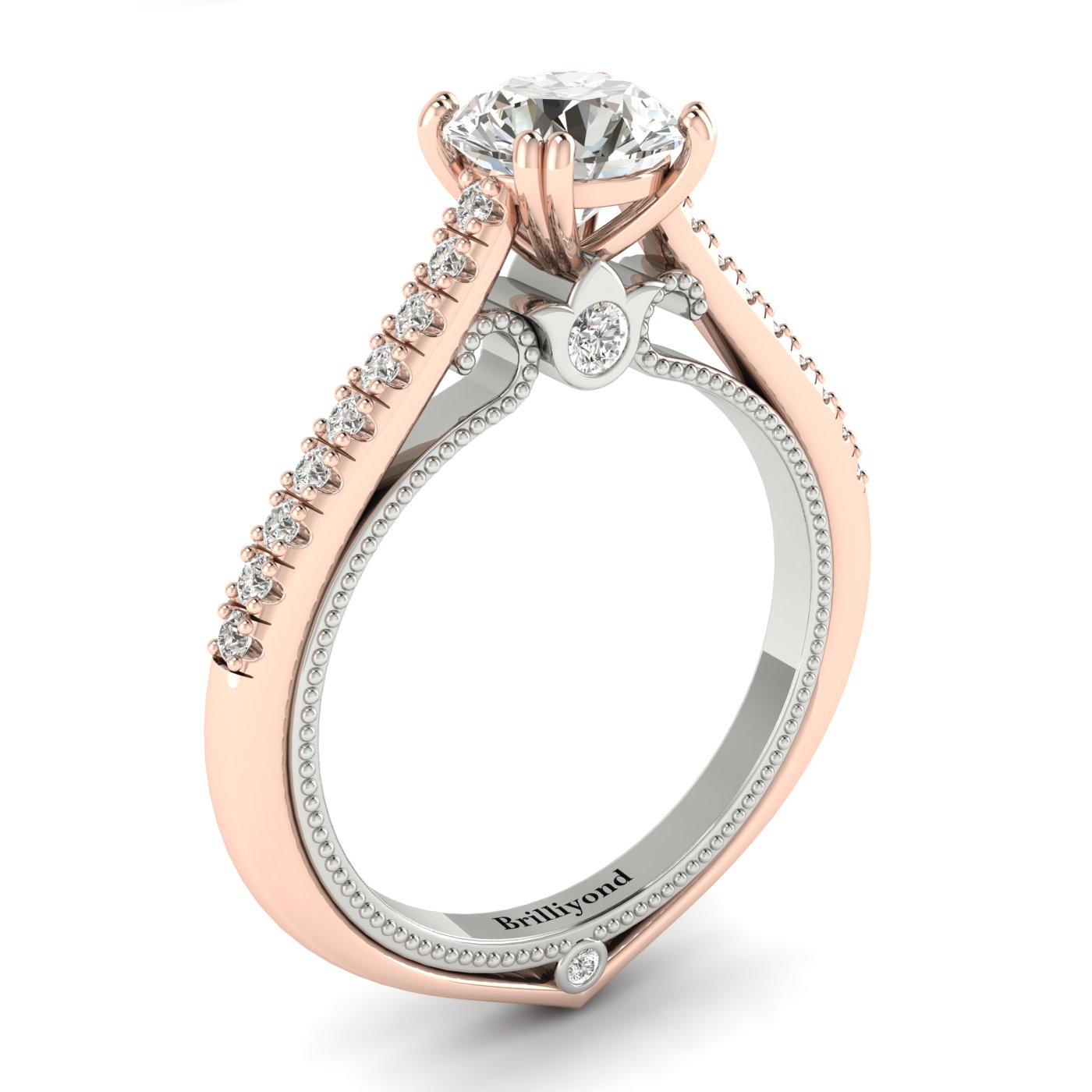Diamond Rose Gold Two Tone Engagement Ring Alpine