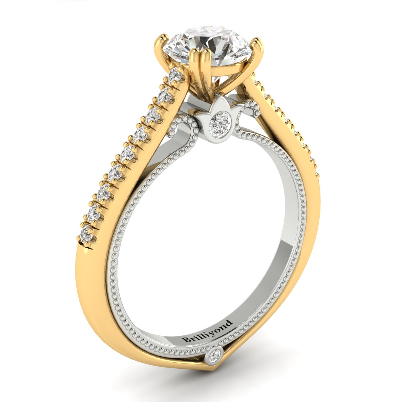 Diamond Yellow Gold Two Tone Engagement Ring Alpine