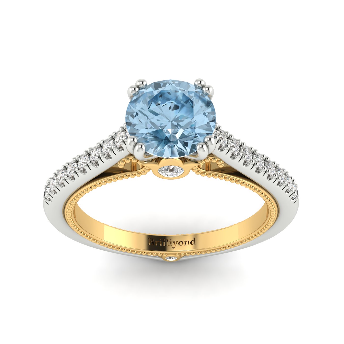 Aquamarine White Gold Two Tone Engagement Ring Alpine