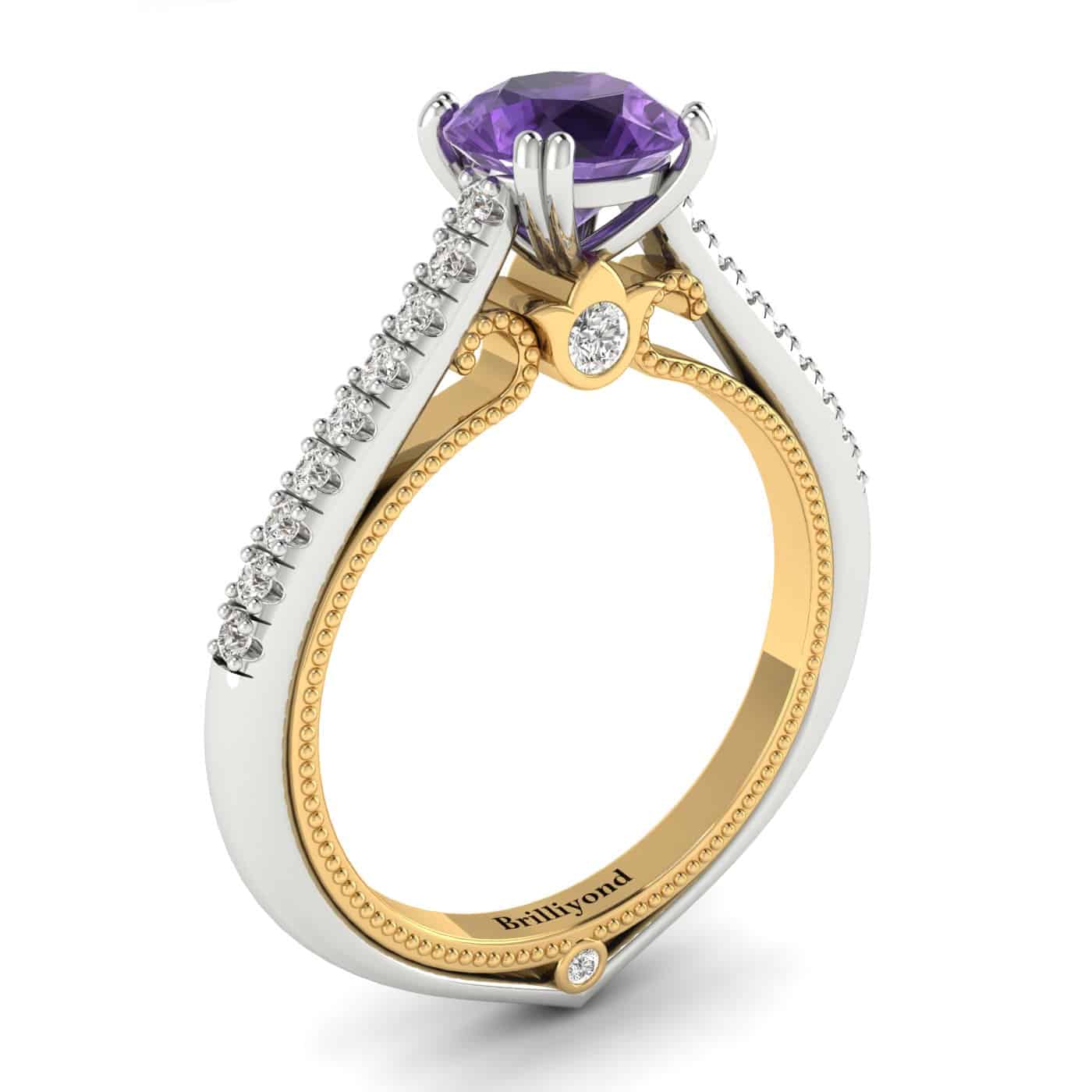 Amethyst White Gold Two Tone Engagement Ring Alpine
