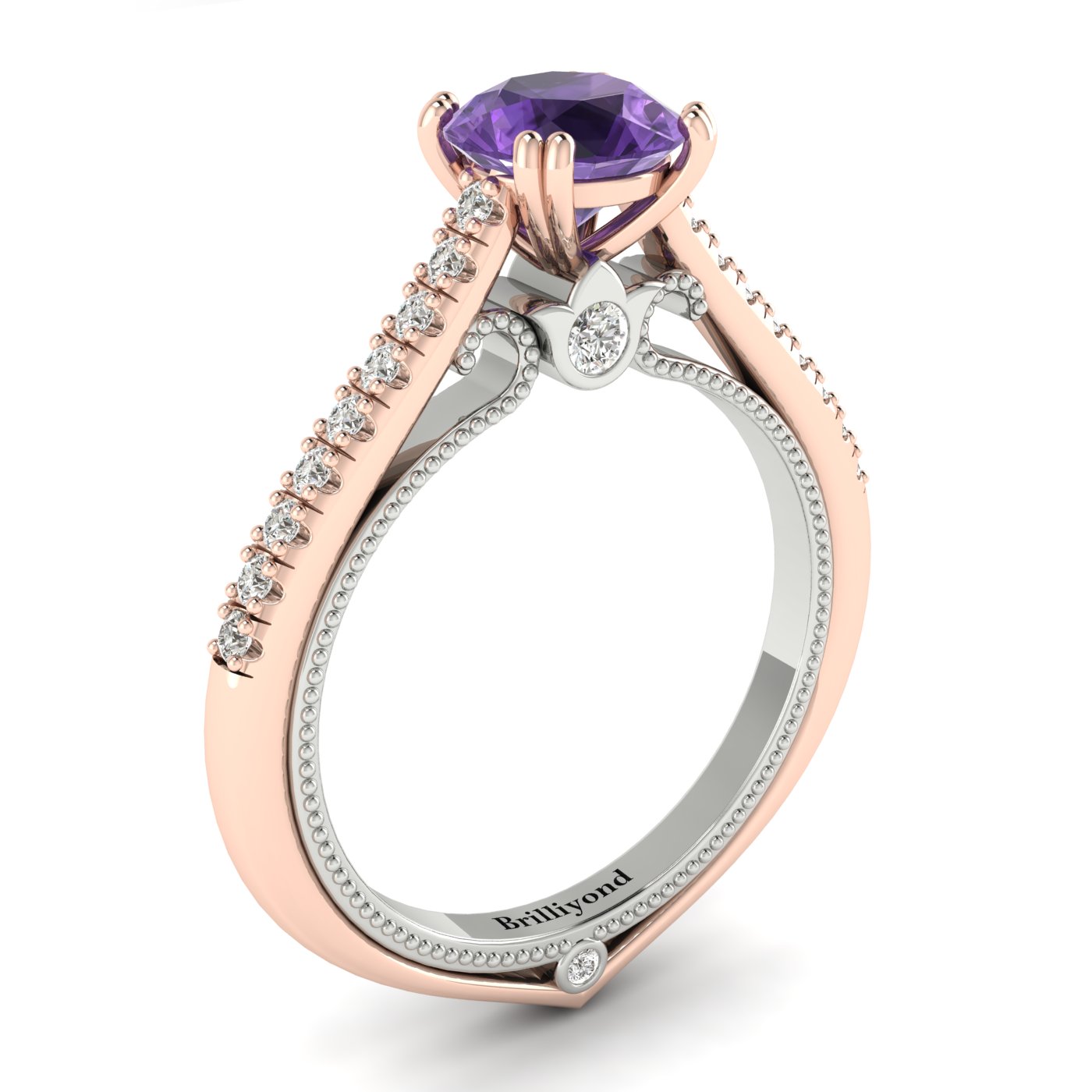 Amethyst Rose Gold Two Tone Engagement Ring Alpine