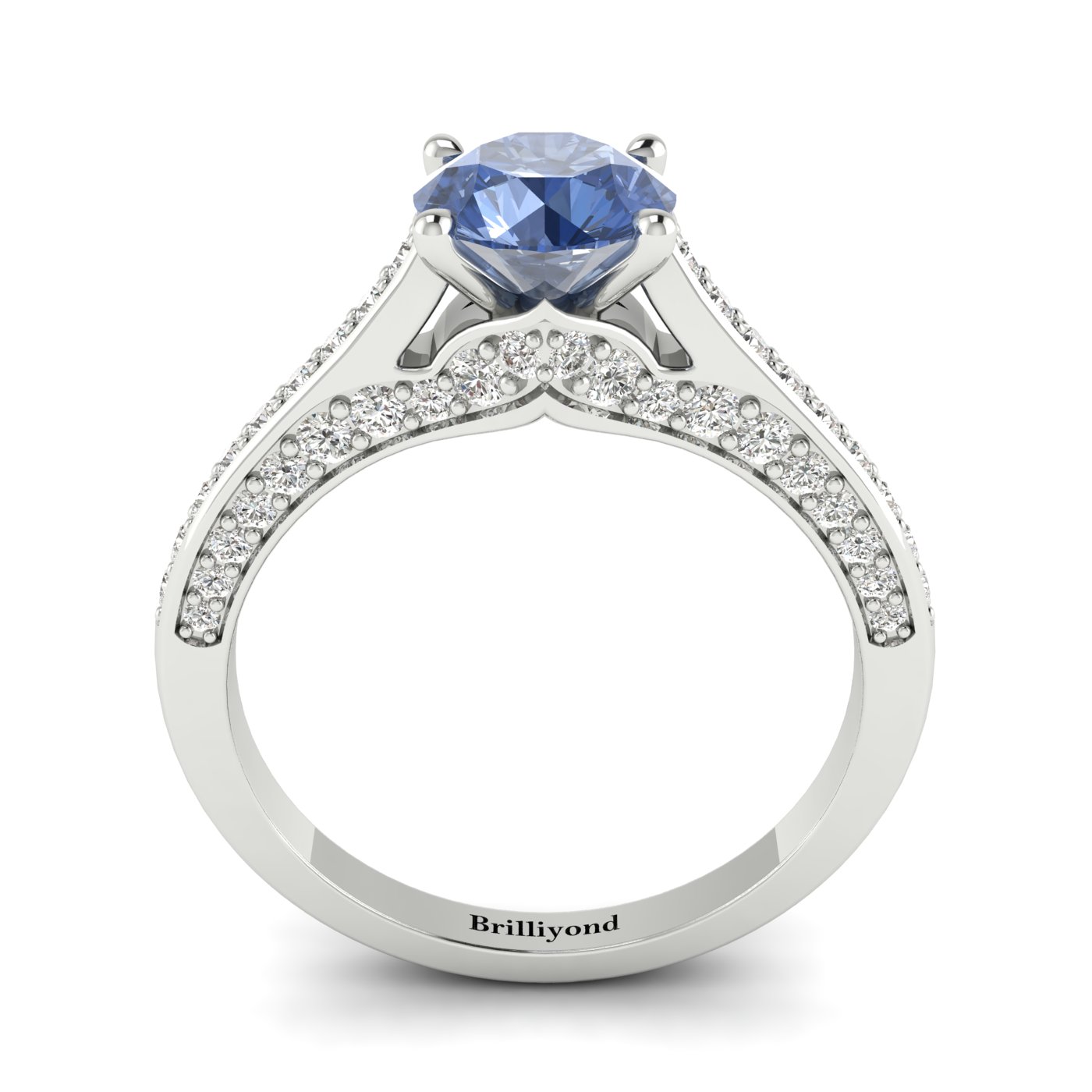 Blue Sapphire White Gold Brilliant Cut Engagement Ring Stargate