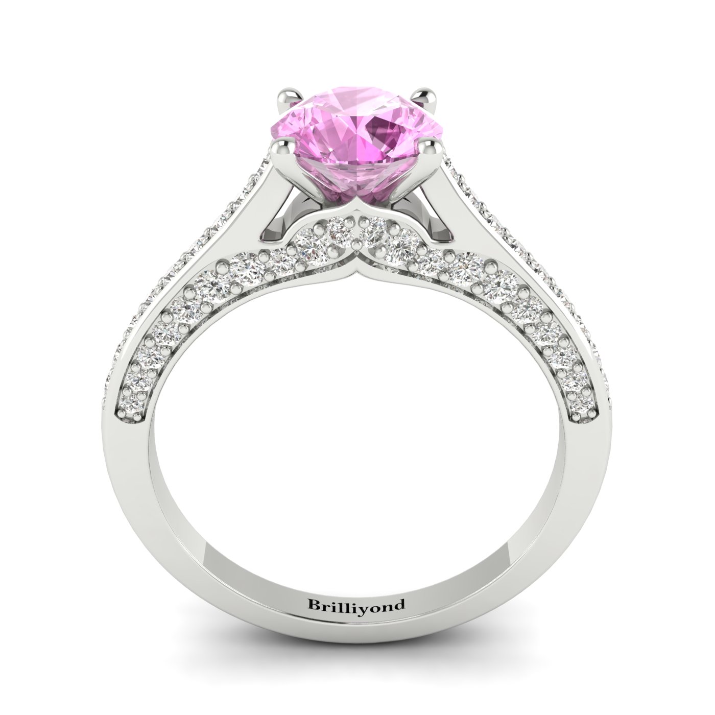 Pink Sapphire White Gold Brilliant Cut Engagement Ring Stargate