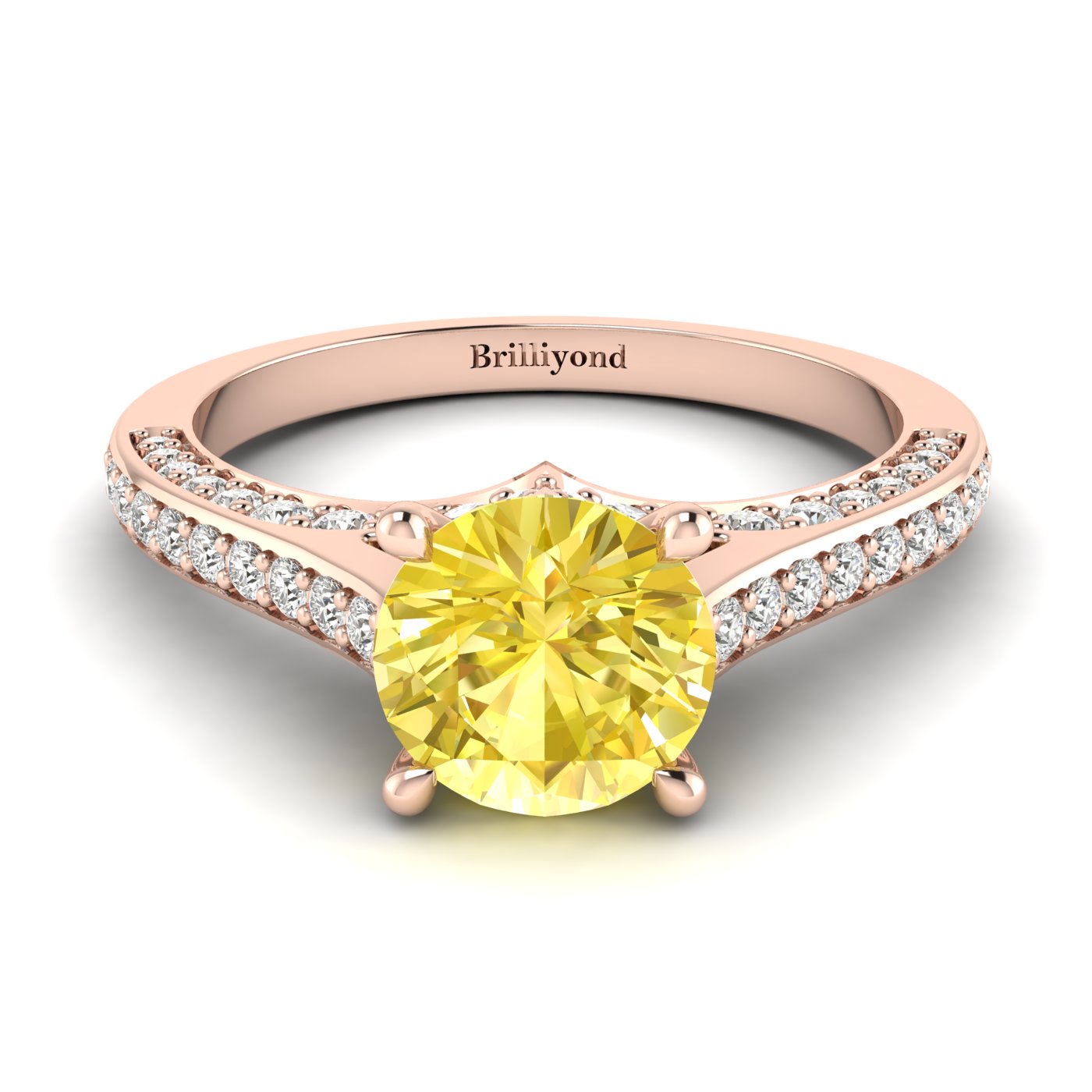 Yellow Sapphire Rose Gold Brilliant Cut Engagement Ring Stargate