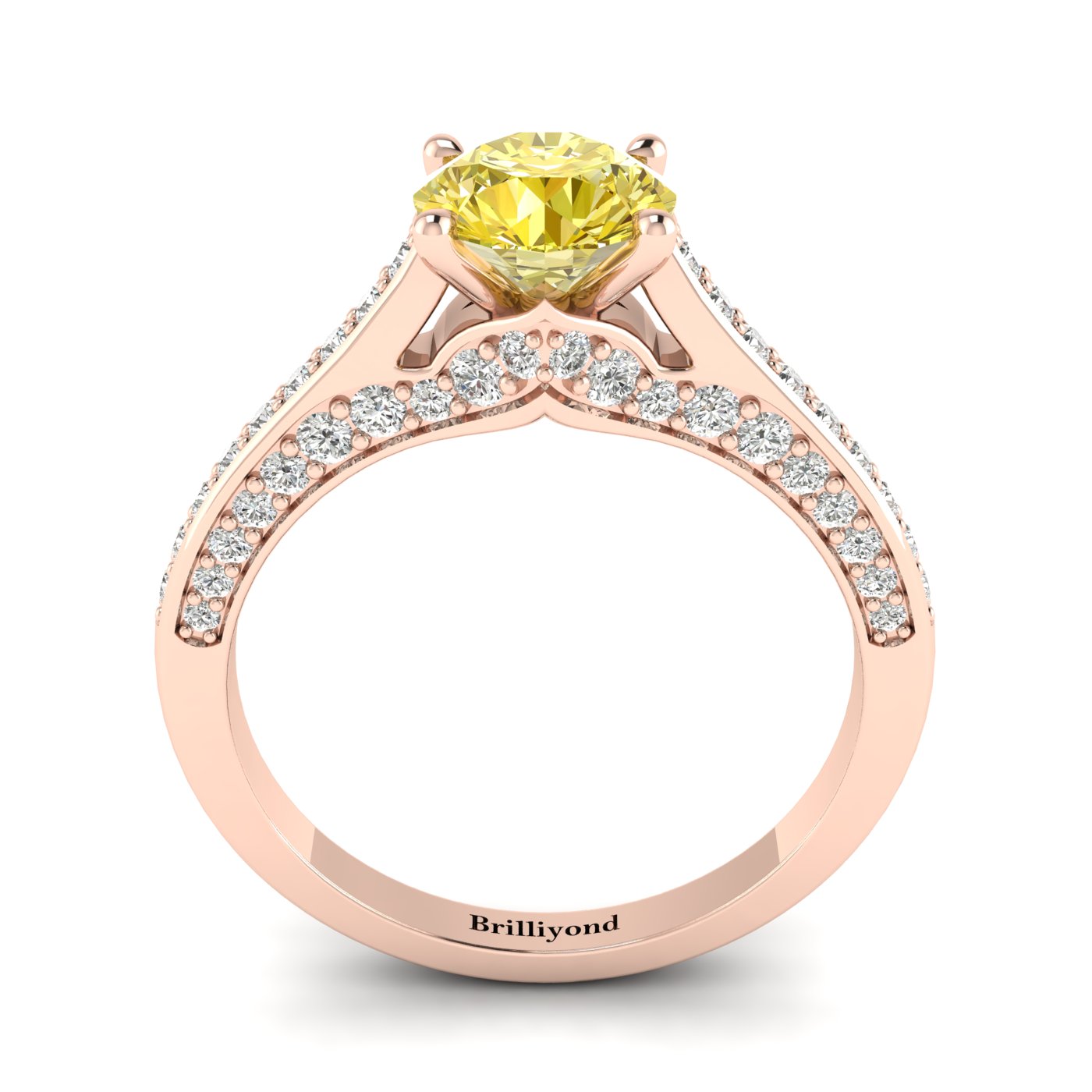 Yellow Sapphire Rose Gold Brilliant Cut Engagement Ring Stargate