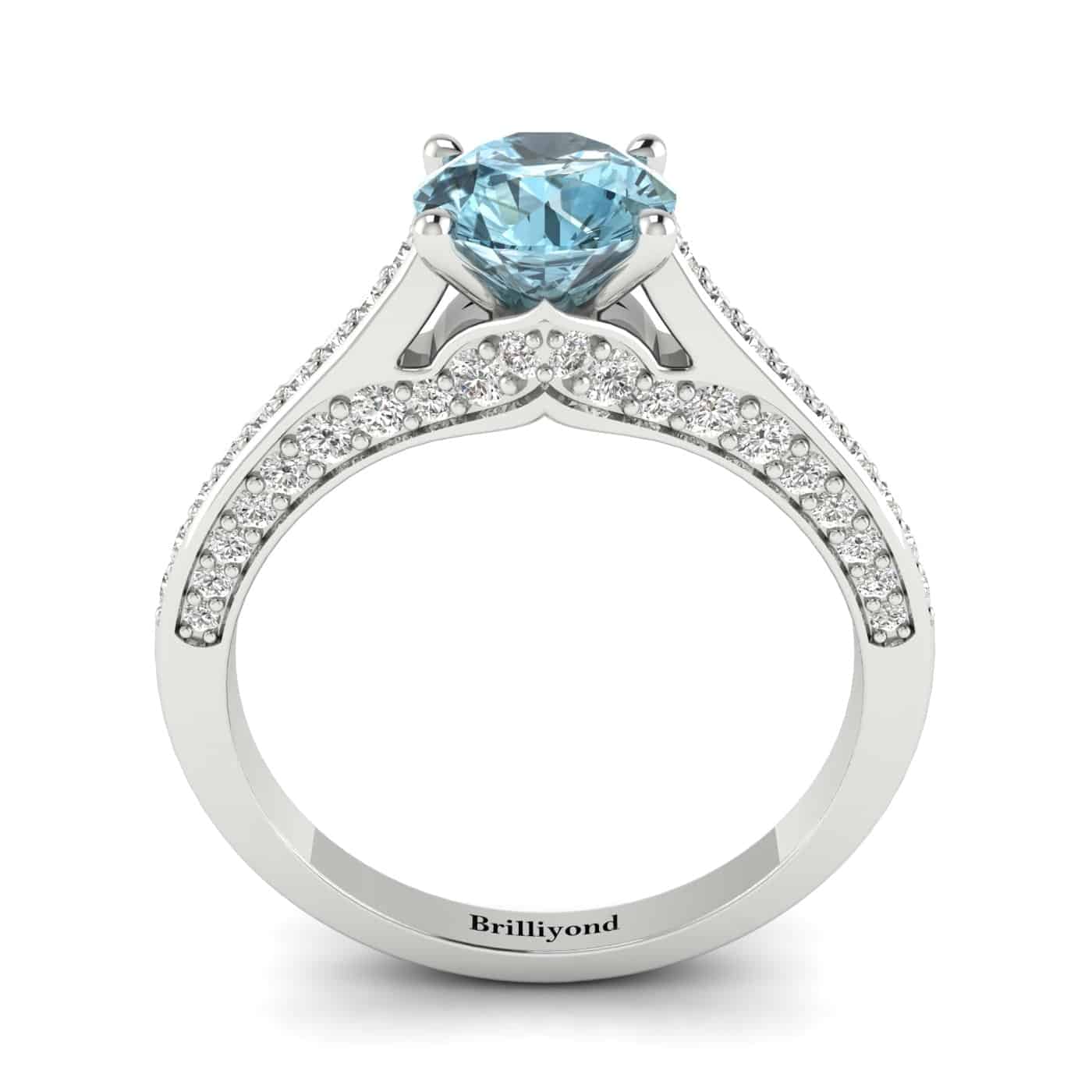 Aquamarine White Gold Brilliant Cut Engagement Ring Stargate